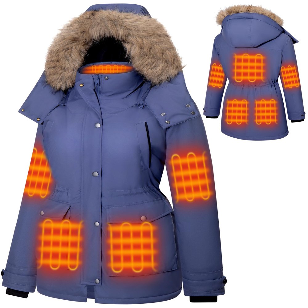 Hecusma Blue 2024 Heated Jackets for Women-S