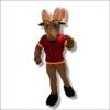 Strong Ram Mascot Costume in Red Shirt Adult Size for Men & Women with Built-in Fan Inside the Head view 1