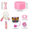 AiScrofa Stanley Cup Accessories Set of 6 PCS, Pink Glitter Letter Theme with Keychain, Butterfly Straw Topper, Silicone Boot, Patch & Cup Decor Kit,Water Bottle Carrier Set (Tumbler Not Included) view 3