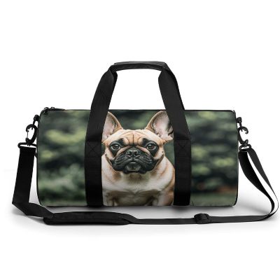 Gym Bags Small Long Ears French Bulldog Duffel Bag Overnight Bag with Shoe Compartment Carryon Bag for Men Women