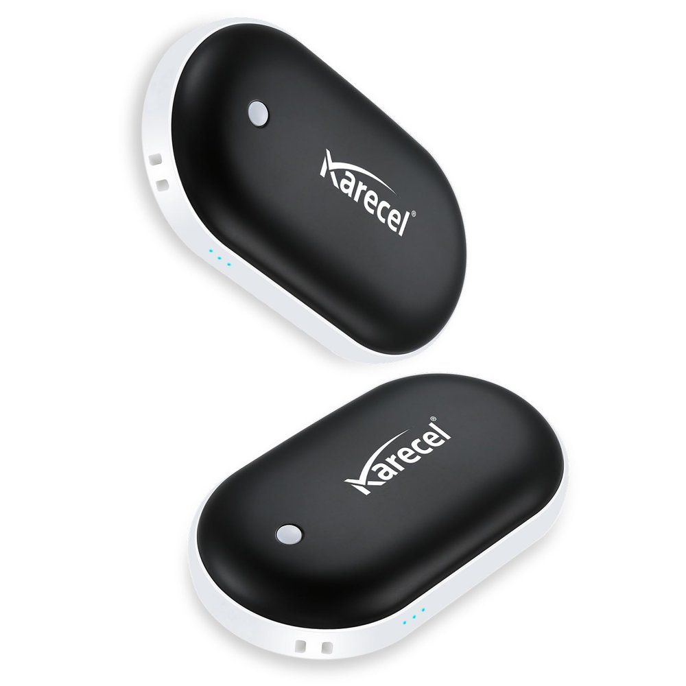 Karecel Rechargeable Hand Warmers 2 Pack, 10,400mAh Double Sided Heat Electric Hand Warmers, Portable Pocket Heated Camping Handwarmers, 4-inch Full-Surface Heat & Quick Charge, Men Tech Gifts