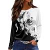 Womens Clothes Basic Long Sleeve College Blouse Women Raglan Autumn Thin Printed Tunic for Ladies Patchwork Black M view 1
