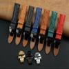 19mm Black Ostrich Leather Watch Band Deployment Clasp Quick Release Handmade Strap Butterfly Buckle Replacement Wristband for Men, Christmas Father's Day Gift for Dad Son Husband DH-181D-B-19MM view 3