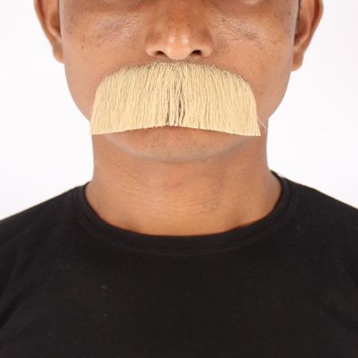 BC GOODS BY Men's Blonde Mustache Real Human Hair for Authentic Cosplay