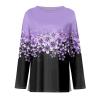 2024 Womens Shirts Thanksgiving Day Novelty Long Sleeve T-Shirts for Women Club Oversized Cotton Geometric Tunic Purple view 3