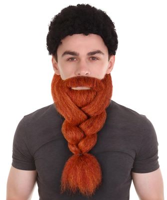 BC GOODS BY Mens Giant Ginger Red Braided Beard and Mustache Set