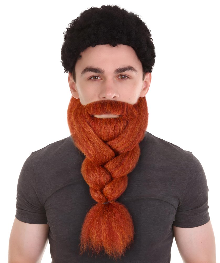 BC GOODS BY Mens Giant Ginger Red Braided Beard and Mustache Set