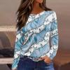 Tunic Tops for Women Loose Fit New Years Casual Long Sleeve Tunics for Womens Homewear Plus Size Patchwork Blue L view 2