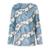 Tunic Tops for Women Loose Fit New Years Casual Long Sleeve Tunics for Womens Homewear Plus Size Patchwork Blue L view 3