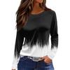 Blusas De Verano para Mujer 2024 Flowly Spring Casual T Shirt Women Long Sleeve Working Print Patchwork Top Black XL