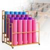 Yoga Mat Storage Rack, Home Gym Studio Organizer Large Yoga Mat Storage Cart for Foam Roller, Movable Sports Equipment Storage Rack with Wheels(Gold,4 Tier-39.4x33.5x41.3in) view 1