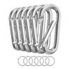 6 PCS Carabiner Keychain Clip -3" Aluminum Carabiner D Ring, Caribeener Clips, Spring Snap Hook for Keychain Clip (Silver)