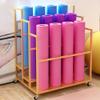 Yoga Mat Storage Rack, Home Gym Studio Organizer Large Yoga Mat Storage Cart for Foam Roller, Movable Sports Equipment Storage Rack with Wheels(White,4 Tier-39.4x33.5x41.3in) view 3