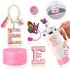 AiScrofa Stanley Cup Accessories Set of 6 PCS, Pink Glitter Letter Theme with Keychain, Butterfly Straw Topper, Silicone Boot, Patch & Cup Decor Kit,Water Bottle Carrier Set (Tumbler Not Included) view 1
