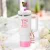 AiScrofa Stanley Cup Accessories Set of 6 PCS, Pink Glitter Letter Theme with Keychain, Butterfly Straw Topper, Silicone Boot, Patch & Cup Decor Kit,Water Bottle Carrier Set (Tumbler Not Included) view 2