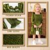 YOUNGER TREE Toddler Girl Fall Dress Winter Clothes Long Sleeve Velvet Dresses Princess Party Outfits (Green, 11-12 Years) view 4