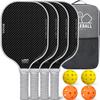 BAGAIL Pickleball Paddles, USAPA Approved Fiberglass Surface Pickleball Set, Lightweight Pickle Ball Rackets with 4 Balls, 1 Bag, Designed in California for Traction and Stability - 4 Pack, Gray view 1