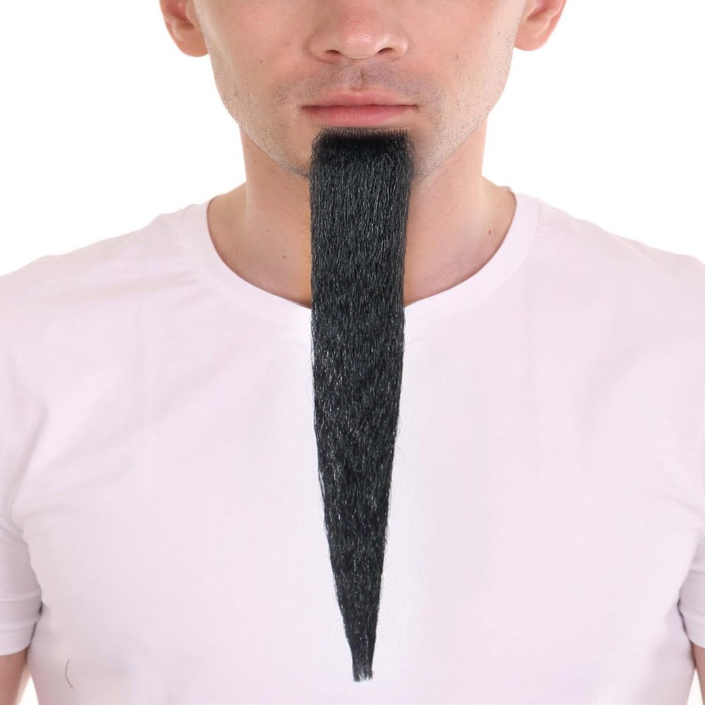 BC GOODS BY Men's Black 7.5 Inch Long Realistic Fake Beard | Wizard Beard Goatee for Men | Magician Facial Hair for Halloween Funny Cosplay | Themed Party Costume Accessory for Adults