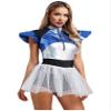 Freebily Alien Costume for Women Space Fighter Outfit Astronaut Bodysuit Leotard Tutu Dress Silver X-Large view 4