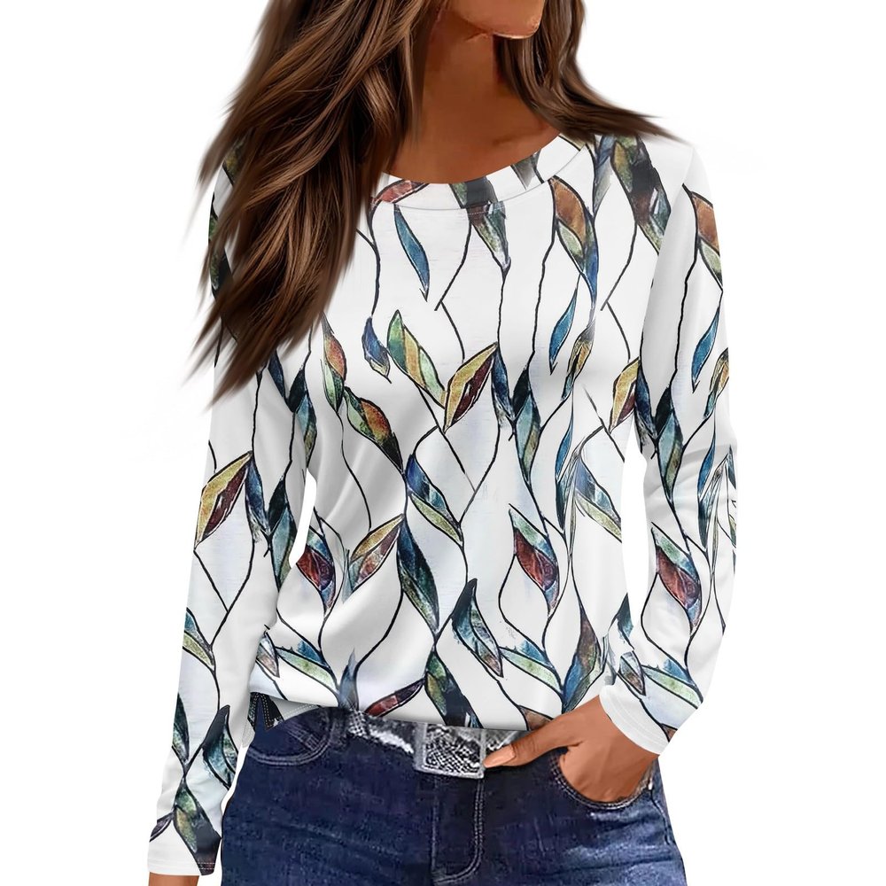 3/4 Length Sleeve Womens Tops Homewear Floaty Holiday Blouse for Women Basic Long Sleeve O-Neck Soft Shirts Green XXL