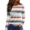 Women Tops Nice Long Sleeve Work Tshirts Ladies Raglan Winter Thin Striped Shirt Patchwork Scoop Neck Soft Pink S view 1