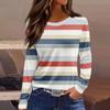 Women Tops Nice Long Sleeve Work Tshirts Ladies Raglan Winter Thin Striped Shirt Patchwork Scoop Neck Soft Pink S view 2