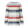 Women Tops Nice Long Sleeve Work Tshirts Ladies Raglan Winter Thin Striped Shirt Patchwork Scoop Neck Soft Pink S view 3