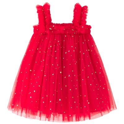 AGQT Baby Girls Tutu Dress Christmas Dress Sleeveless Kids Tulle Birthday Party Dresses Xmas Dress Casual Playwear Tunic Babydoll Dress Sequin Star-Red Size 12-18 Months