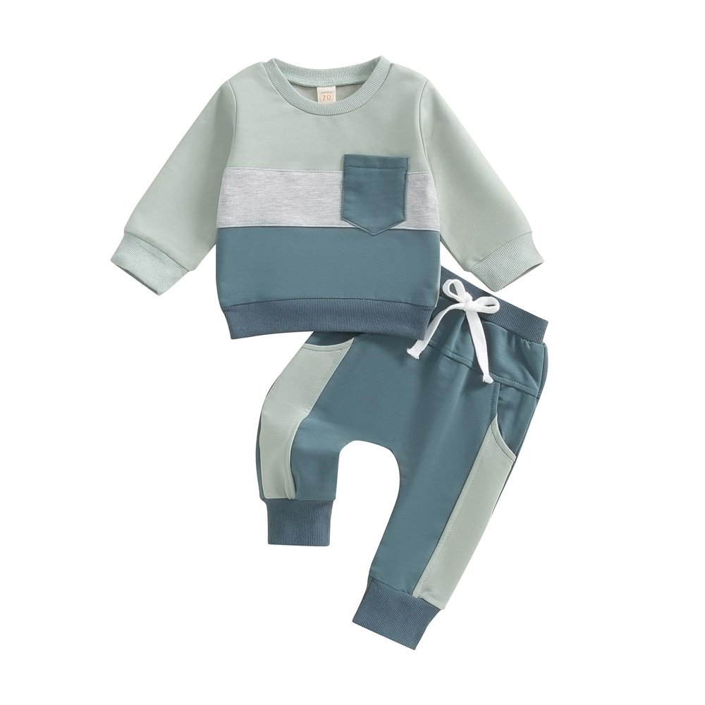 Thorn Tree Toddler Baby Boys Fall Winter Pants Outfits Contrast Color Clothes Long Sleeve Sweatshirt Pullover Jogger Pants