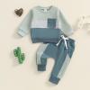 Thorn Tree Toddler Baby Boys Fall Winter Pants Outfits Contrast Color Clothes Long Sleeve Sweatshirt Pullover Jogger Pants view 2
