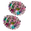Shinycome Elegant Round Crystal Ear Clips Colorful Rhinestone Earrings Stylish Pierced Ear Rings for Women Christmas view 2