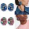 Shinycome Elegant Round Crystal Ear Clips Colorful Rhinestone Earrings Stylish Pierced Ear Rings for Women Christmas view 3