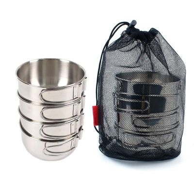 IGRIXLSD 4-piece Stainless Steel Bowl Set, 500ML Small Frying Pan Suitable For Outdoor Camping, Mountain Climbing, Fishing Or Home Use