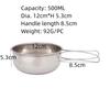 IGRIXLSD 4-piece Stainless Steel Bowl Set, 500ML Small Frying Pan Suitable For Outdoor Camping, Mountain Climbing, Fishing Or Home Use view 2