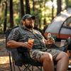 Overmont Oversized XL Camping Chair for Adults - 450lbs Support Heavy-Duty Padded Folding Chair with Side Pocket Cup Holder Cooling Bag for Outdoor Sports Garden Beach Fishing Lawn Black view 2