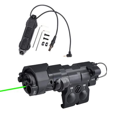 Metal MW C1+ Box Aiming Laser Sight(with Green Laser+IR Laser+IR Fill Light + 220 Lumens LED Flashlight), & Dual Wire Modular Remote Pressure Switch(SF+2.5 Plug) Combo,Black