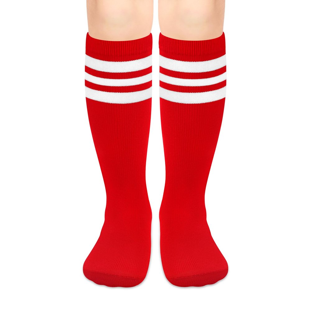 Youth Soccer Socks - Red, Ages 4-6 Boys & Toddlers