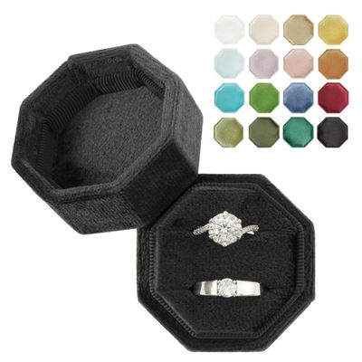 Vacfulliven Velvet Ring Box Engagement Jewelry Box Ring Organizer Essential for Wedding Ceremony (Black)
