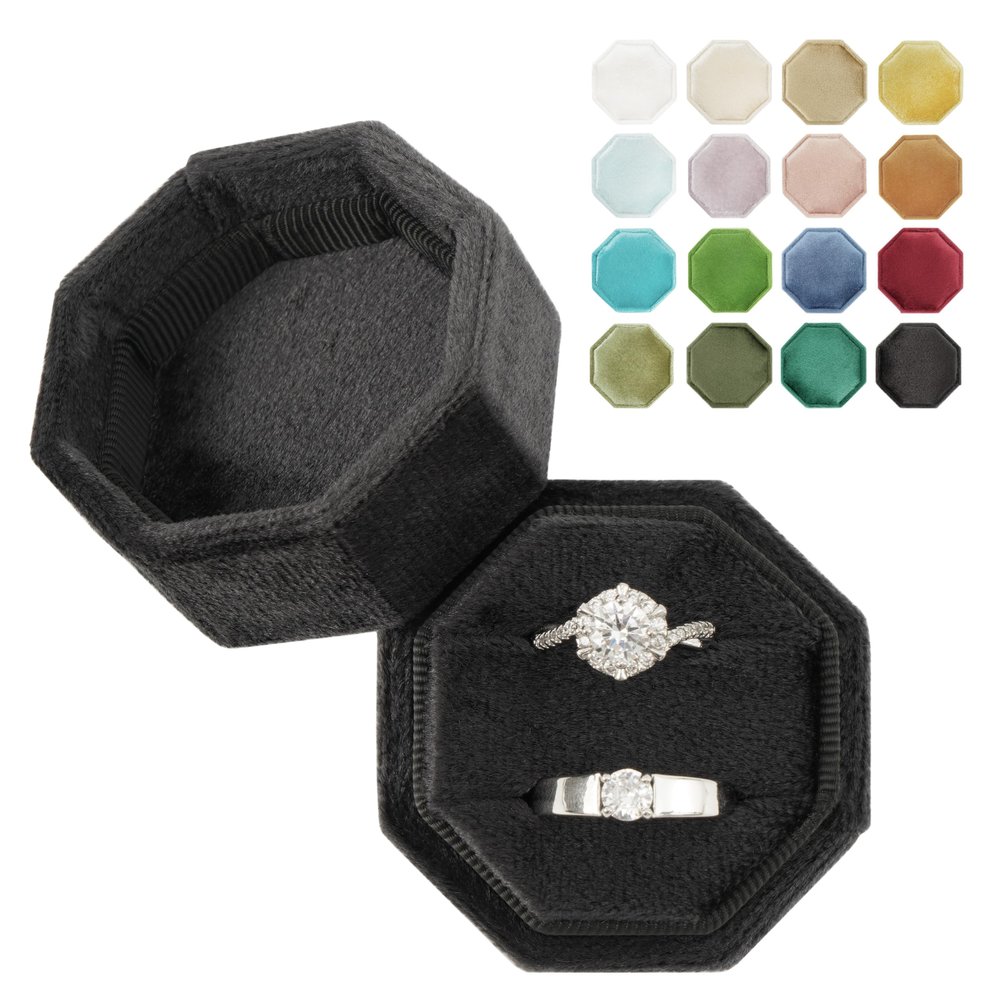 Vacfulliven Velvet Ring Box Engagement Jewelry Box Ring Organizer Essential for Wedding Ceremony (Black)