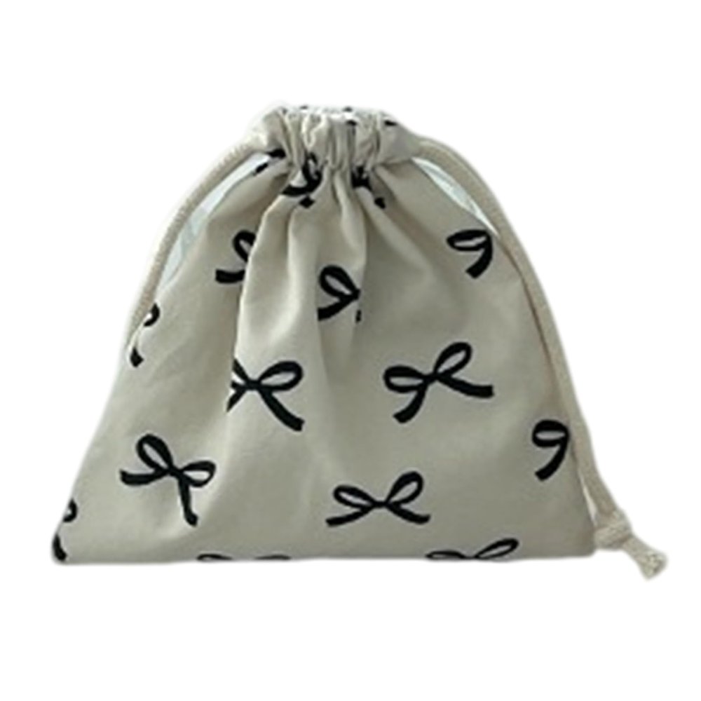 jojobasec Ribbon Bowknot Drawstring Pouches Versatile Cotton Bowknot Bag with Drawstring Closure for Women's Small Gadgets