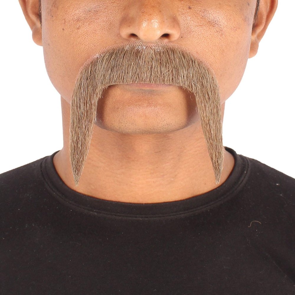 BC GOODS BY Mens Cosplay Facial Hair Light Brown Human Hair Mustache
