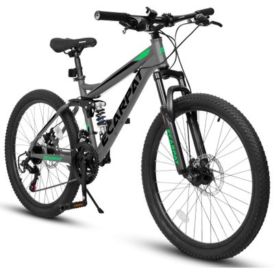 Ecarpat 26 Inch Full Suspension Mountain Bike, 21 Speeds Dual Disc Brake, Men Women Carbon Steel Mountain Bike, Adult Trail Beach Snow Commuter City Bikes