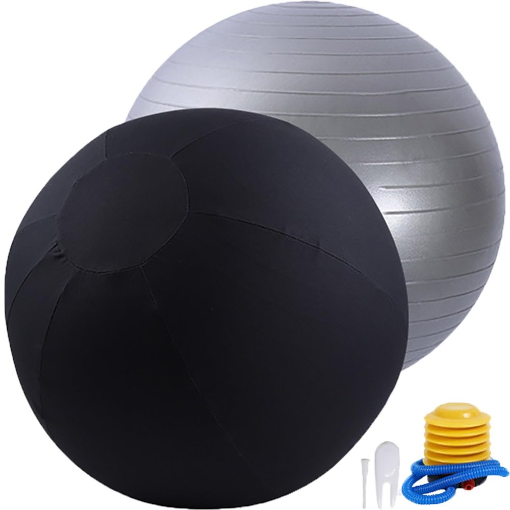 65cm Exercise Ball Chair, Pilates Yoga Ball, Balance Ball Seat, for Sitting Ball Fitness Ball, birthing ball for pregnancy ball, stability ball, Foldable Sitting Balls Fabric Cover(Dark gray)