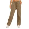 Wide Leg Joggers for Women Teen Girls Sweatpants Casual Straight Leg Jogging Pants Baggy Elastic High Waist Loose Sweats Joggers Workout Trousers Beige Medium view 2