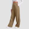 Wide Leg Joggers for Women Teen Girls Sweatpants Casual Straight Leg Jogging Pants Baggy Elastic High Waist Loose Sweats Joggers Workout Trousers Beige Medium view 3