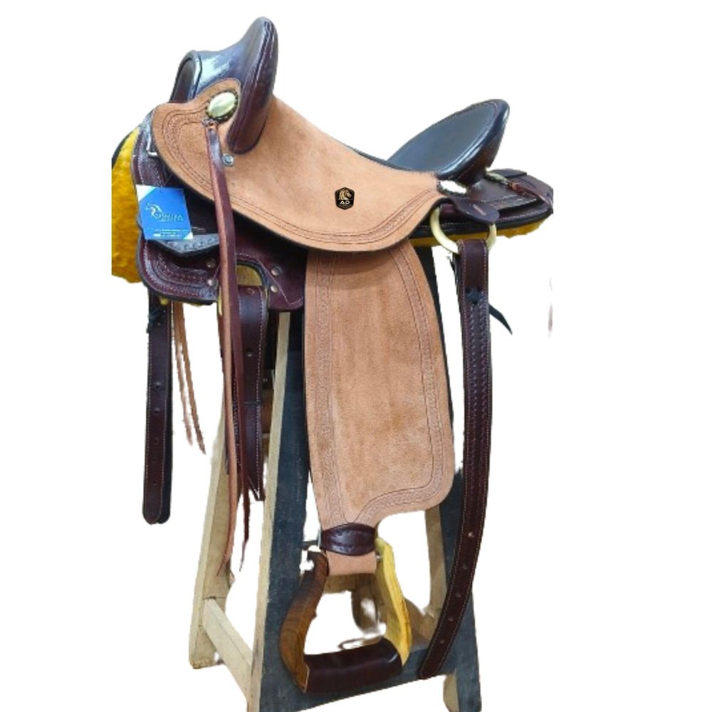 AD Saddlery Handmade Comfort Trail Without Horn Leather Endurance Hornless Equestrian Horse Saddle for Horseback Riding Size 14" to 18" inch Seat Available