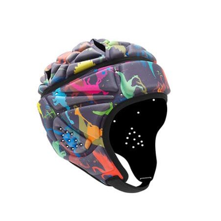 Soft Shell Protective Headgear 7 V 7 Rugby Headguards Padding Padded Helmet Goalkeeper Adjustable Soccer Goalie Helmet Support Rugby Flag Football Helmet for Children (Dinosaur,One Size)