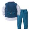ACSUSS Kids Baby Boys Gentleman 4 Piece Clothes Set Toddler Gentlemen Wedding Suit Bow Tie Shirt Pants Outfits Blue 18-24 Months view 2