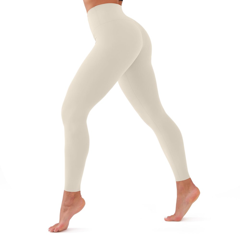 CHARMKING High Waisted Leggings for Women Soft Tummy Control Pants Non See Through Workout Yoga Pants for Running Reg & Plus Size(Beige,Small-Medium)
