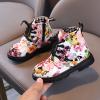 Cute Children Boots Floral Print Girl Lace Up Boots Waterproof Ankle Boots Side Zipper Booties(Toddler/Little Kids) (A, 8 Toddler) view 2